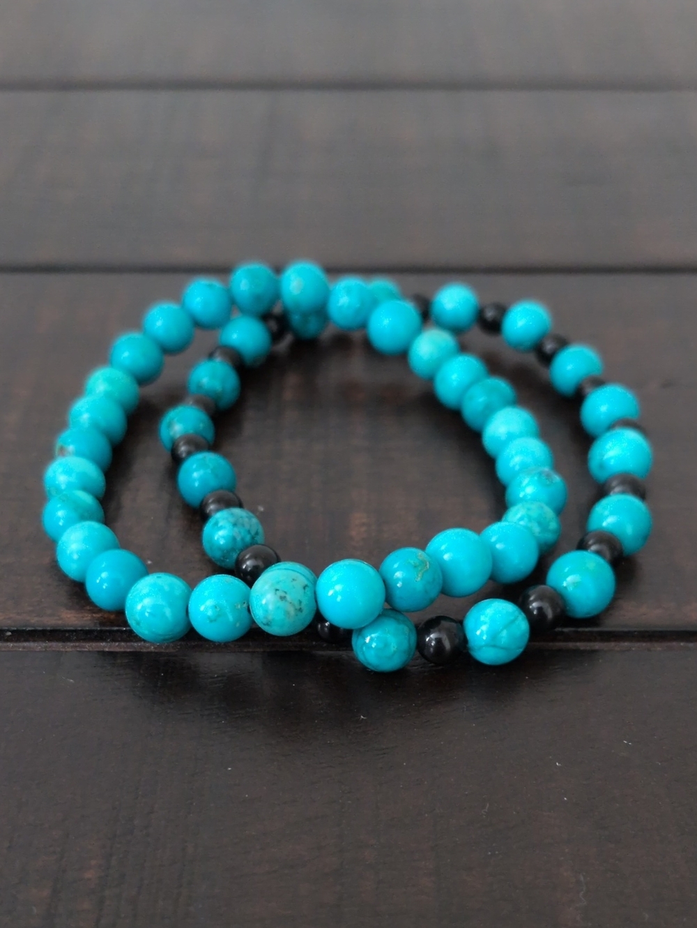 Turquoise Bead Stretch Bracelet Set
